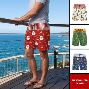 Festive Holiday Designs, Personalized Men's Beach Shorts