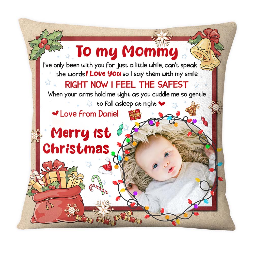 Gift For Baby Merry 1st Christmas Upload Photo Pillow