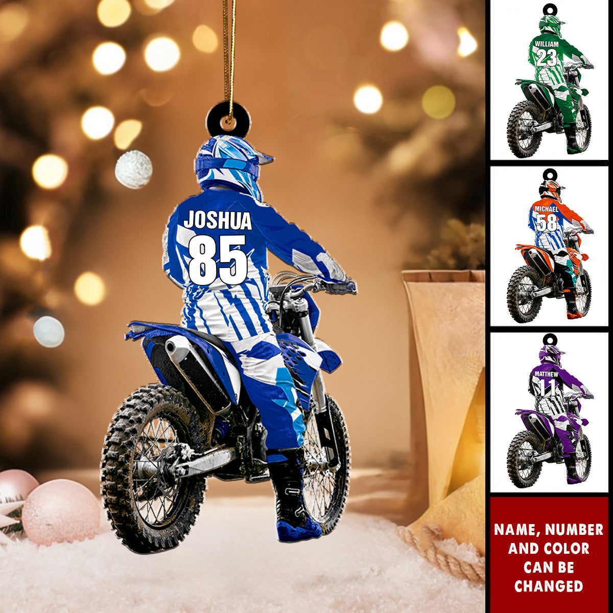 Motocross Racer - Personalized Christmas Acrylic Ornament
