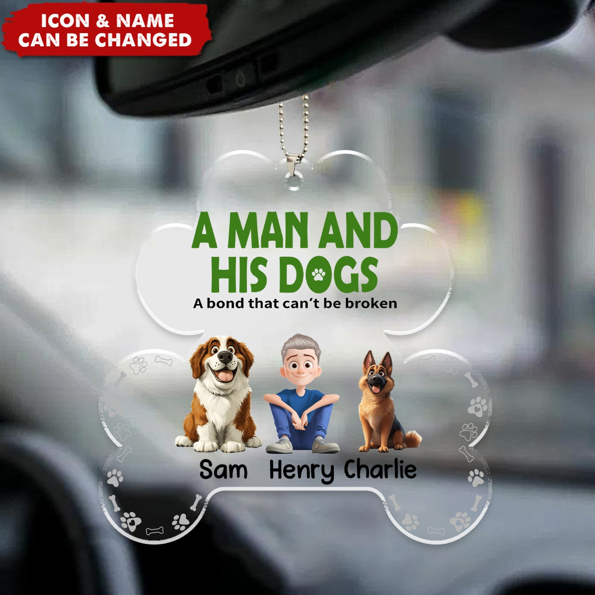 A Man & His Dogs Has Unbreakable Bond - Personalized Ornament - Gift For Pet Owners