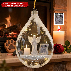 Custom Photo Pet Loss Memorial - Personalized Christmas Acrylic Ornament