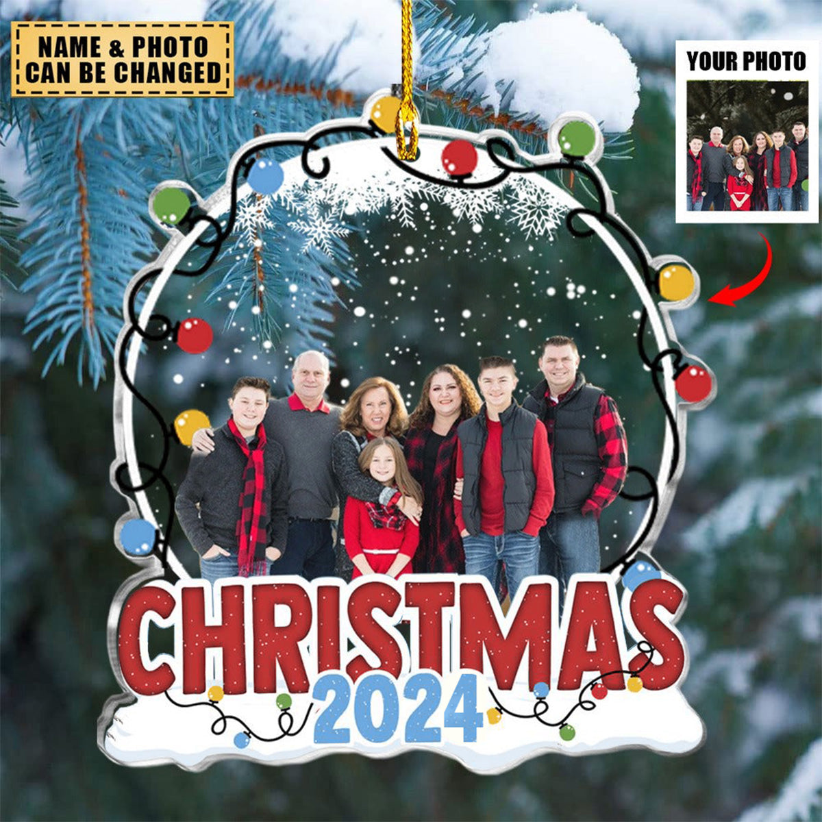 Family Christmas 2024 - Personalized Photo Ornament