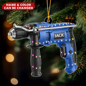 Personalized Power Tool Drill Shaped Ornament, Gifts For Maintenance Personnel