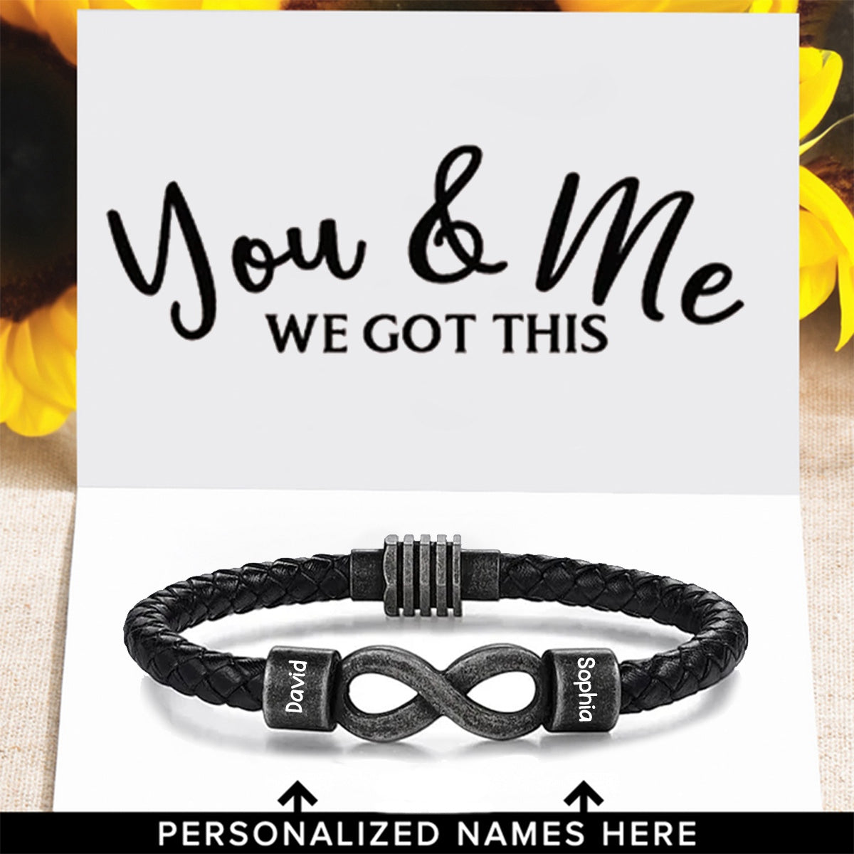 Personalized Couple names Leather Bracelet