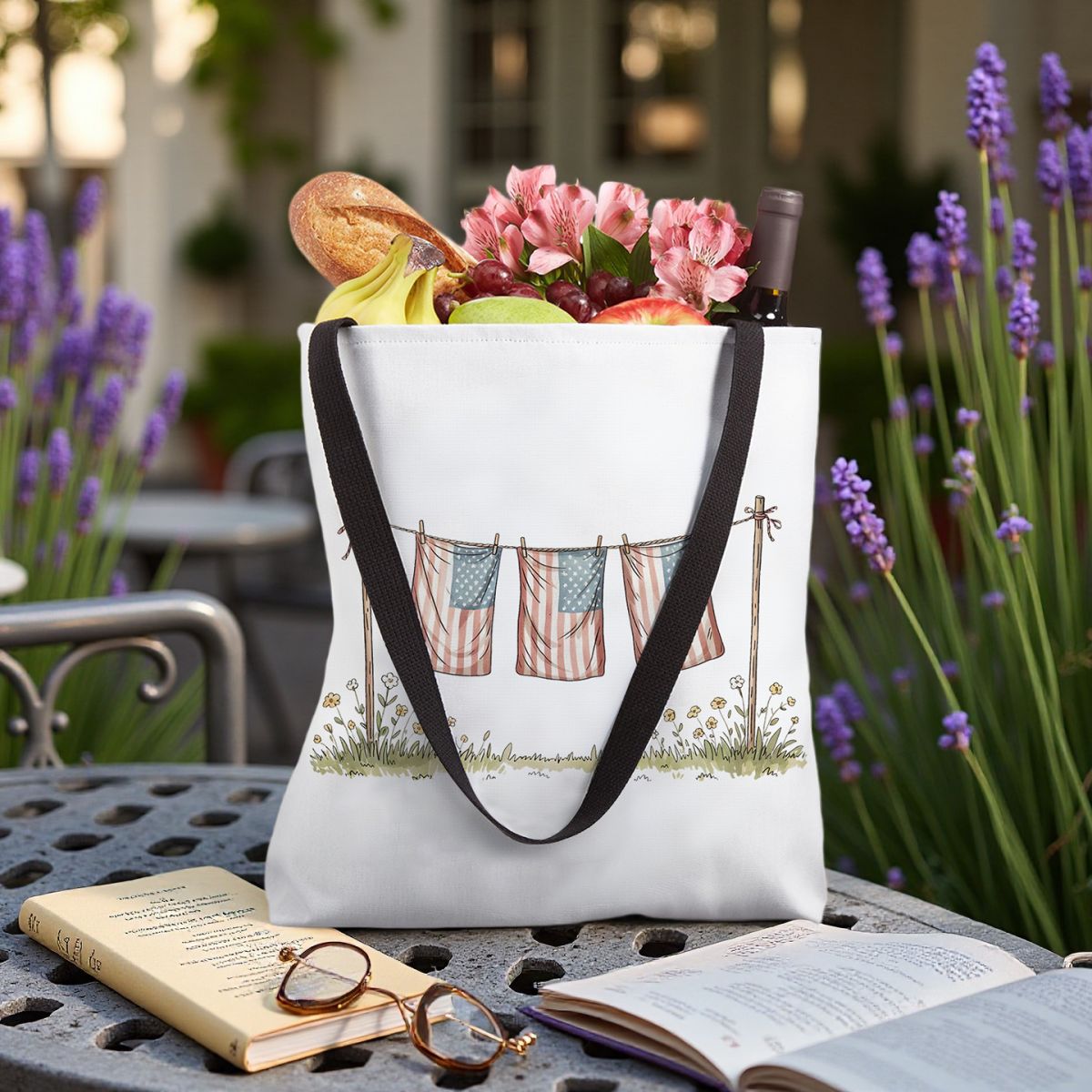 God Shed His Grace On Thee Independence Day Faith and Freedom Christian Personalized Tote Bag