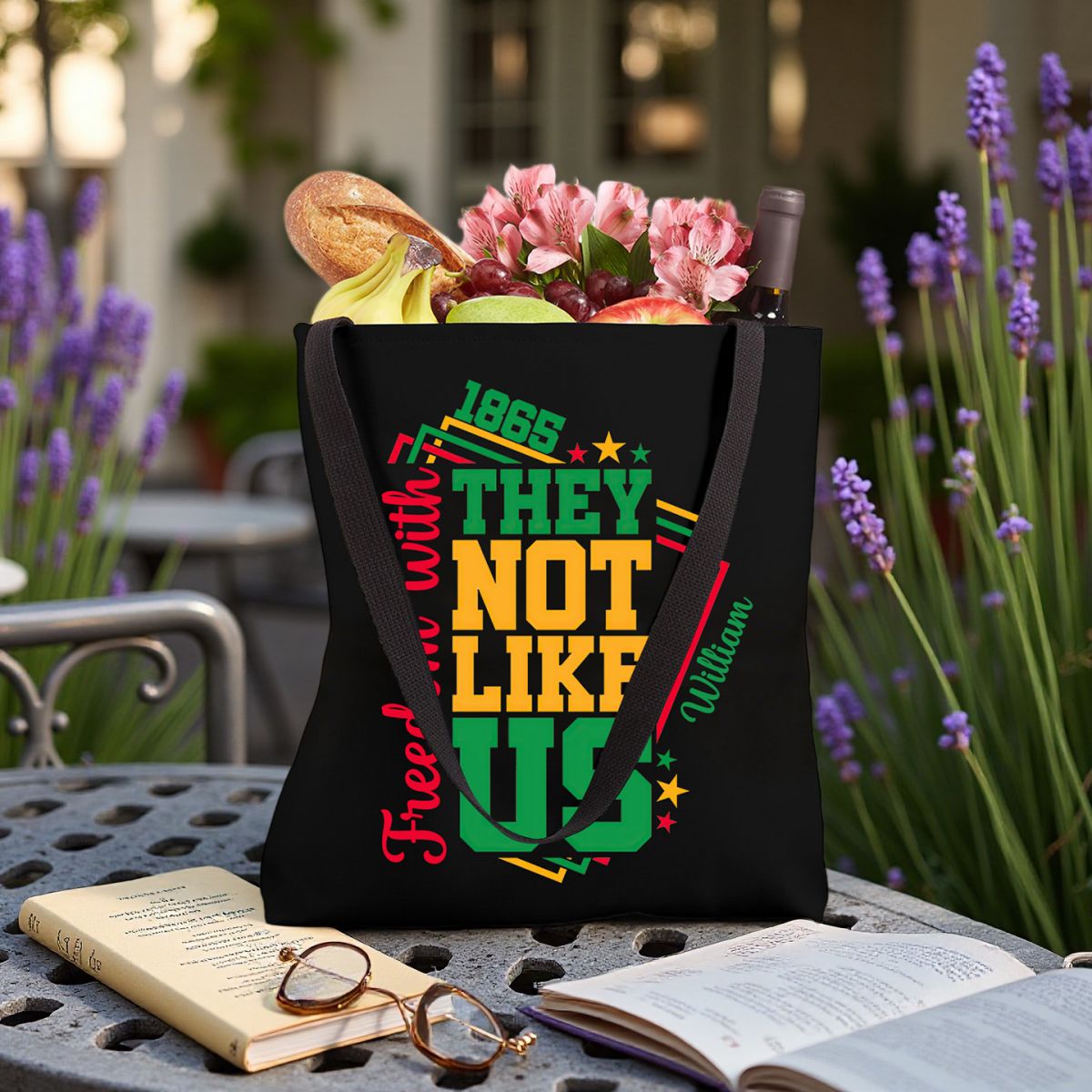 They Not Like Us Afro Juneteenth 1865 Independence Day Personalized Tote Bag