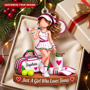 Personalized Ornament For Girls Who Love Tennis, Custom Name Tennis Player Christmas Gift