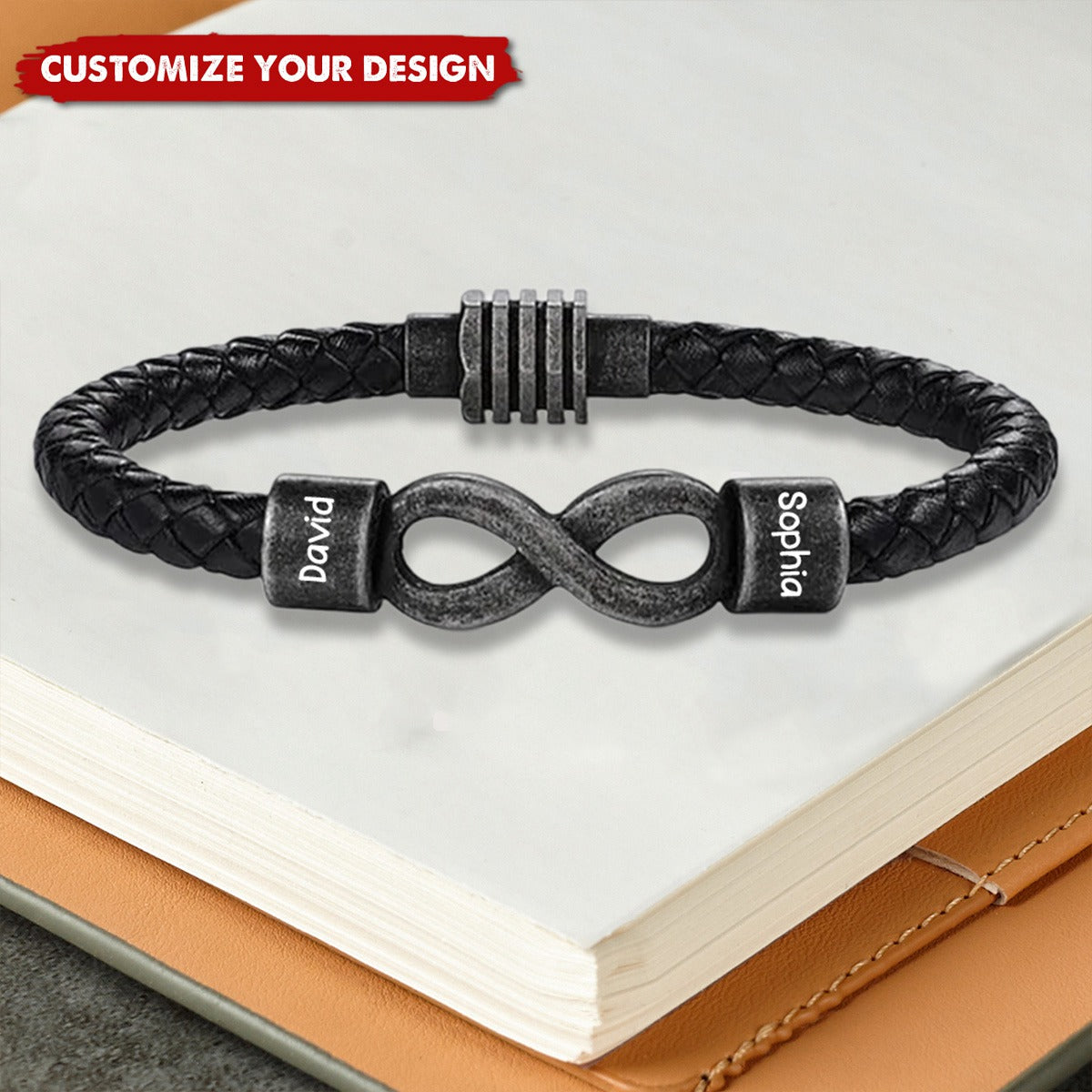 Personalized Couple names Leather Bracelet