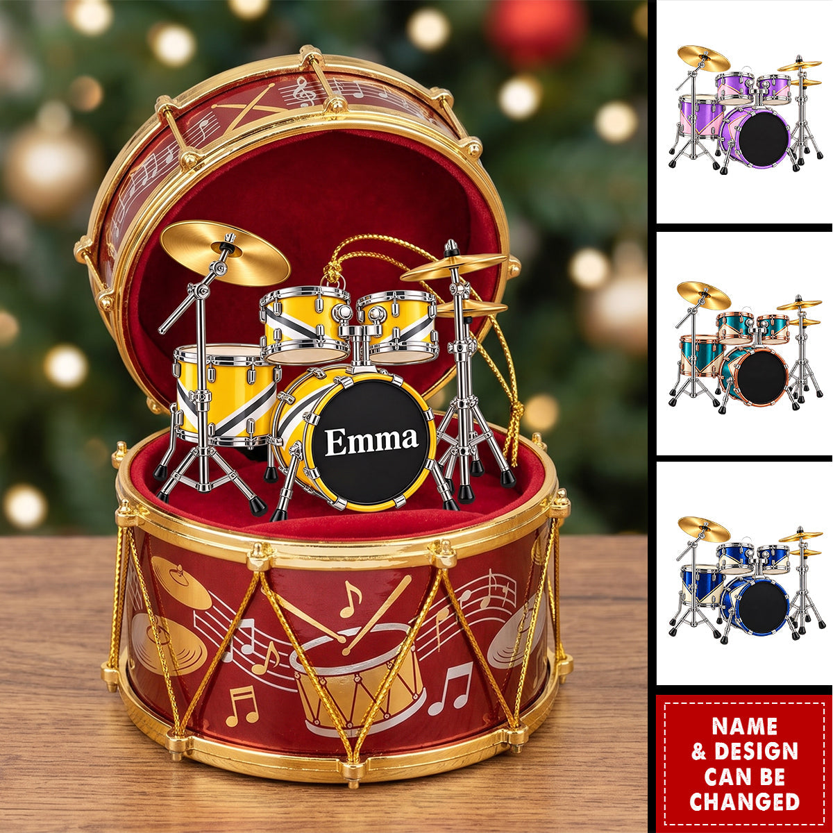 Personalized Drum Set Acrylic Ornament - Gift For Drummers & Music Lovers