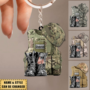 United States Military Uniforms - Custom Name, Personalized U.S. Veteran Acrylic Keychain - Gift For Veteran