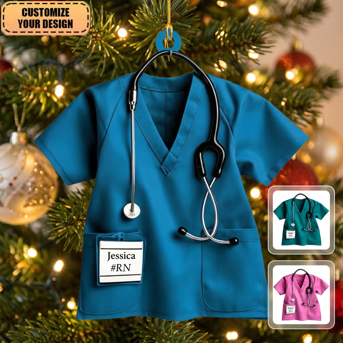 Personalized Nurse Scrub-shaped Ornament, Gift For Nurse Scrub Enthusiasts