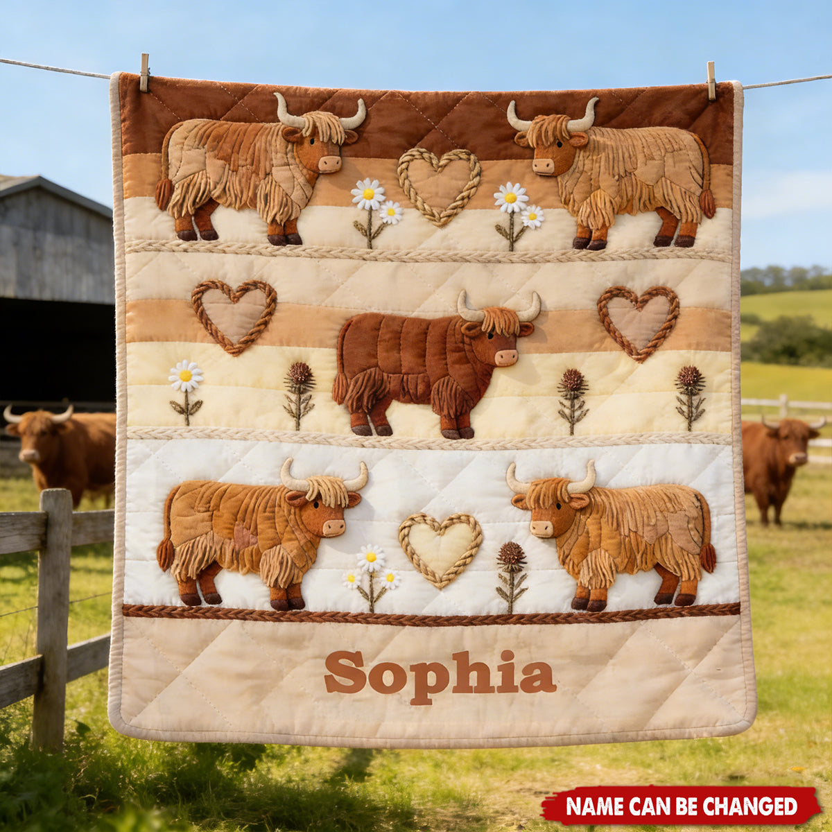 Farm Life - Personalized Highland Cow Blanket
