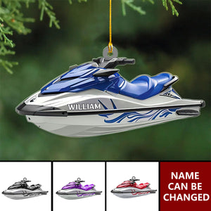 Personalized Jet Boat Ski Shaped Skiing Christmas Tree Ornament