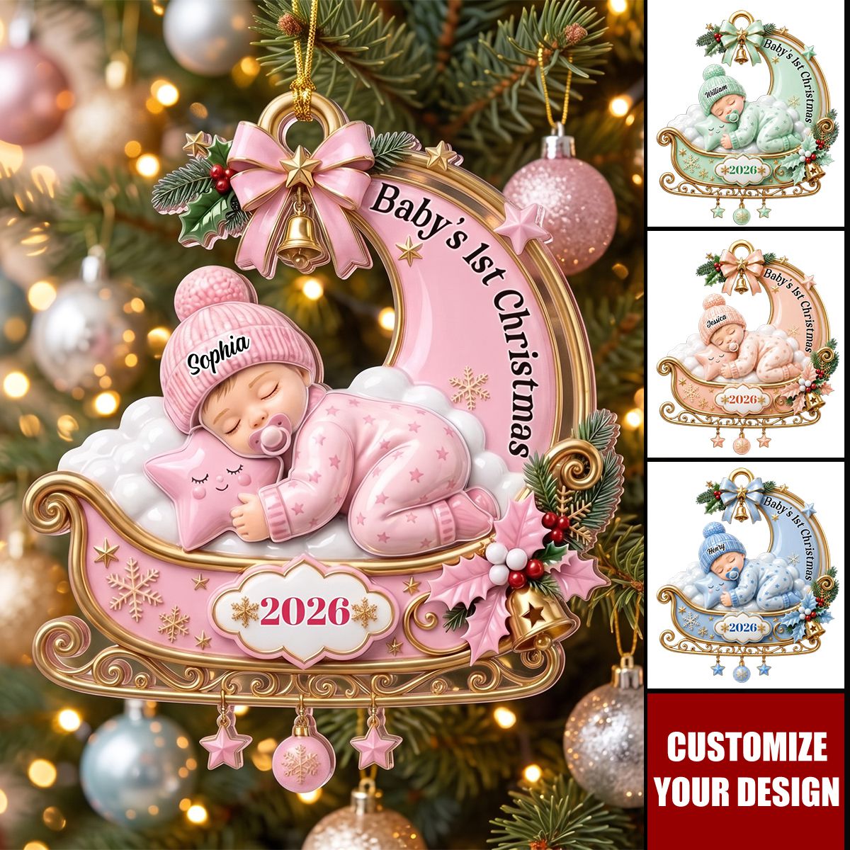 Tiny Miracle Arrived - Personalized 3D Effect Acrylic Ornament