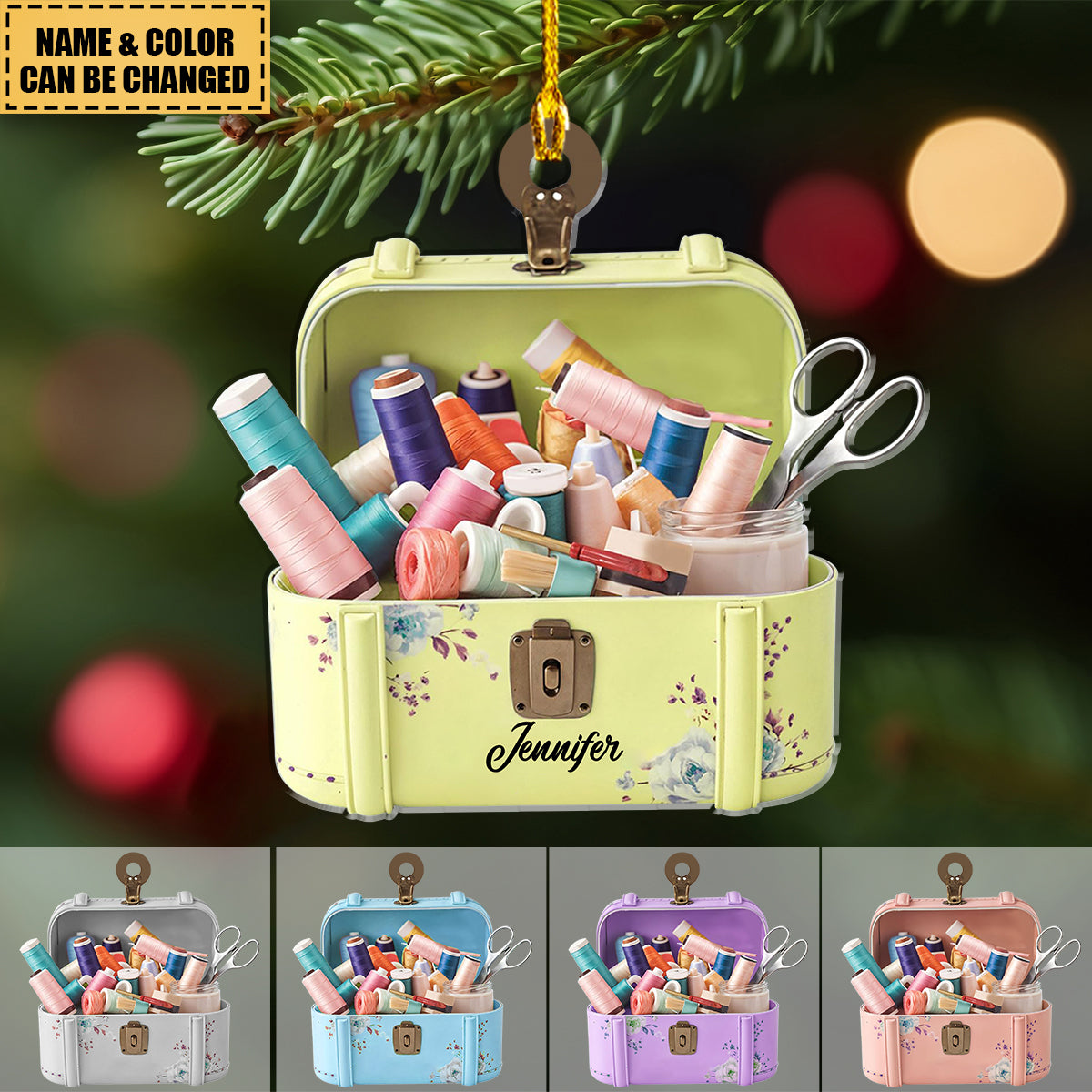 Personalized Sewing Machine Christmas Ornament, Sewing Flower Machine Ornament, Gift For Sewing Lovers