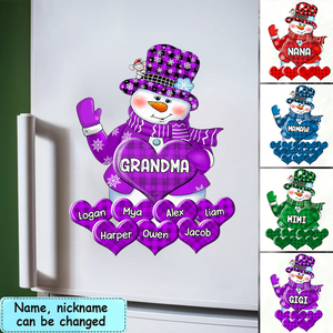 Colorful Christmas Snowman Grandma Mom Little Heart Kids Personalized Sticker Decal