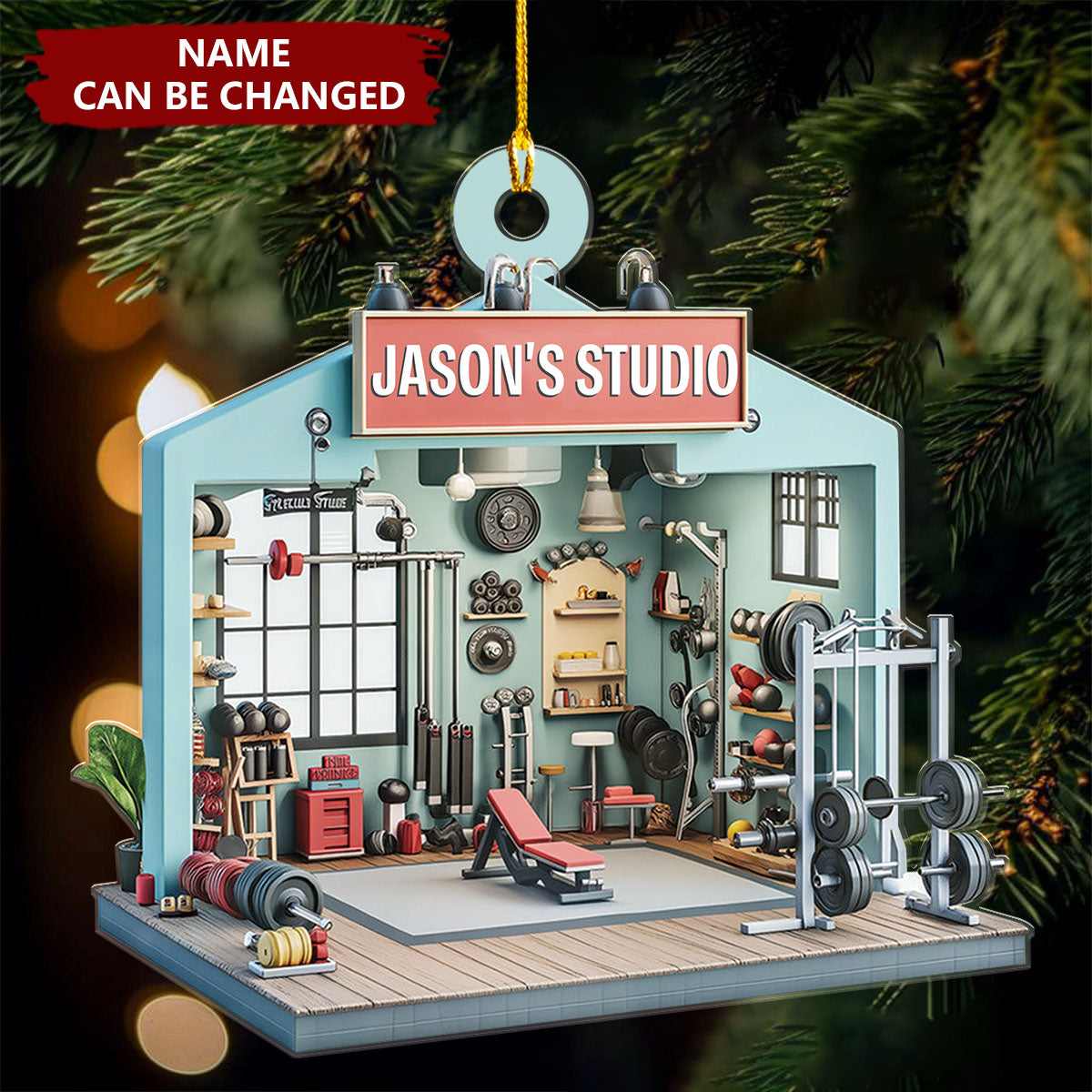 Personalized Gym Fitness Studio Weightlifting Christmas Ornament - Gift For Gym Lover