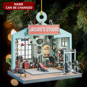 Personalized Gym Fitness Studio Weightlifting Christmas Ornament - Gift For Gym Lover