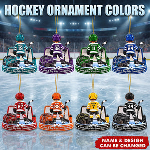 Personalized Hockey Player Acrylic Ornament - Gift For Hockey Dad & Hockey Boy