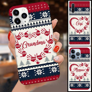 Christmas Pattern Grandma With Grandkids Hand Personalized Phone case
