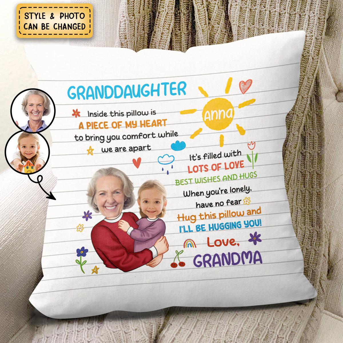 Hug This Pillow & I'll Be Hugging You! - Personalized Photo Pillow