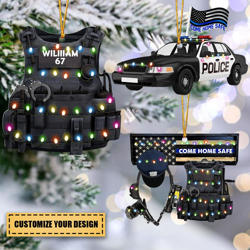 Police Bulletproof Vest, Personalized Ornament, Christmas Gift For Police Officers