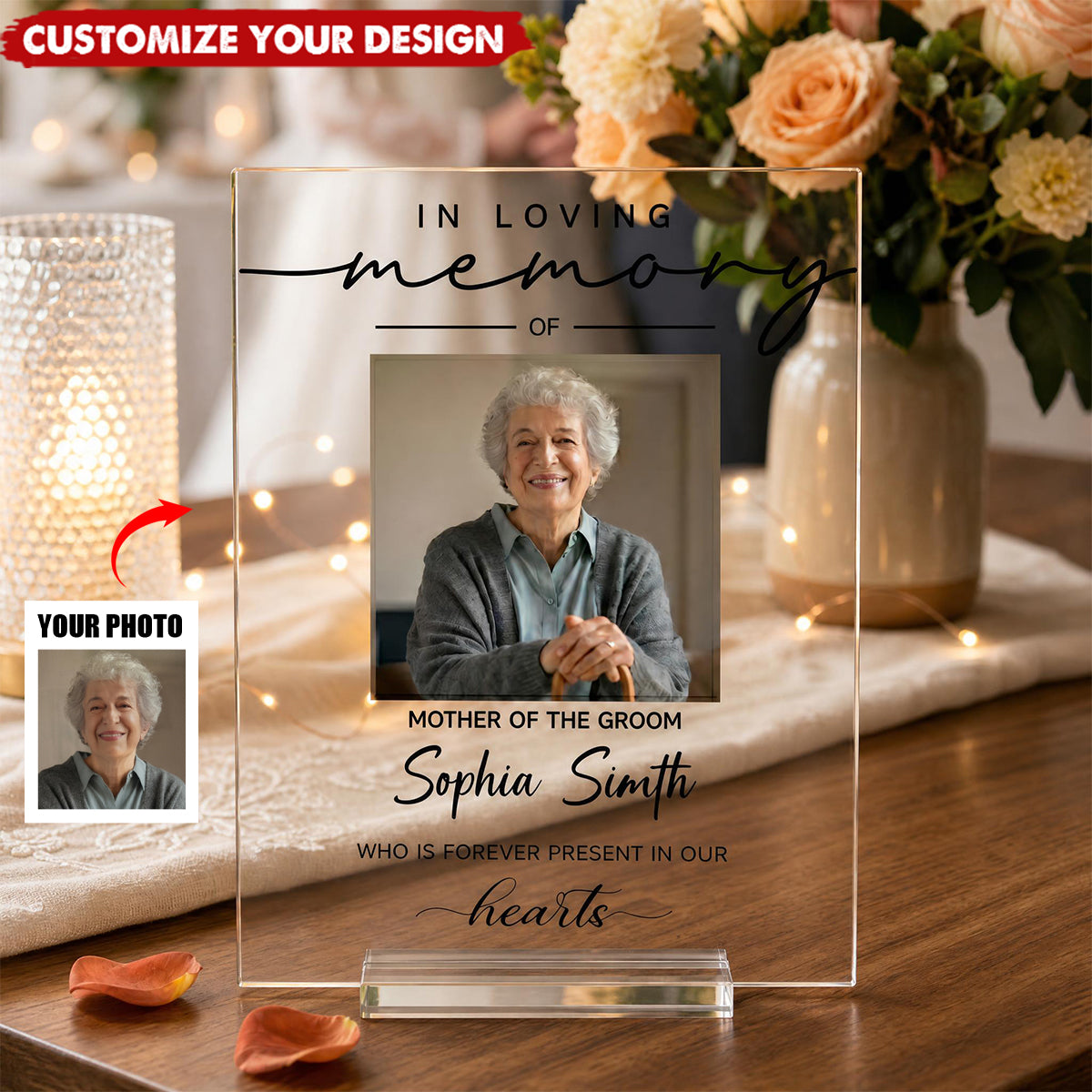Custom Photo Reserved Memorial Wedding Decor - Personalized Acrylic Plaque