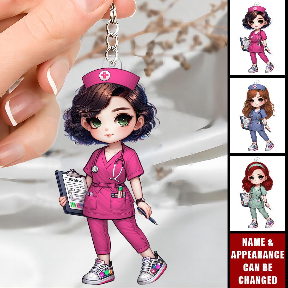 Cute Nurse Girl - Personalized Acrylic Keychain