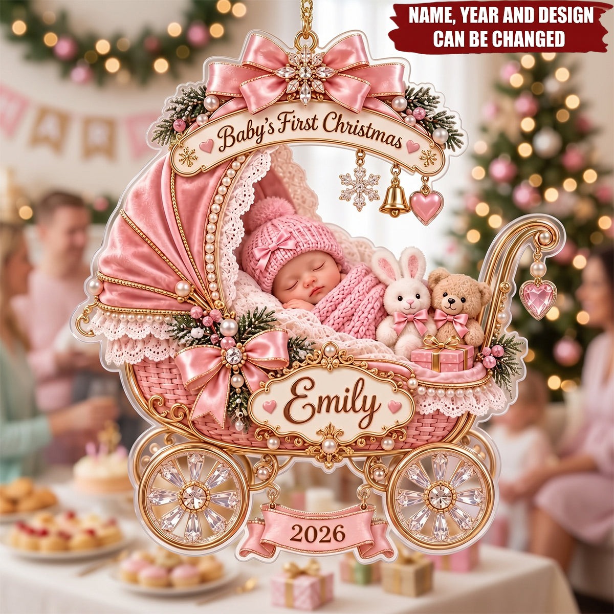 Personalized Baby’s First Christmas Ornament , Custom Name Acrylic Keepsake
