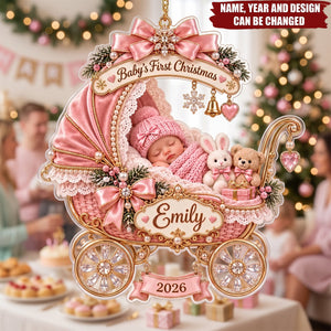 Personalized Baby’s First Christmas Ornament , Custom Name Acrylic Keepsake