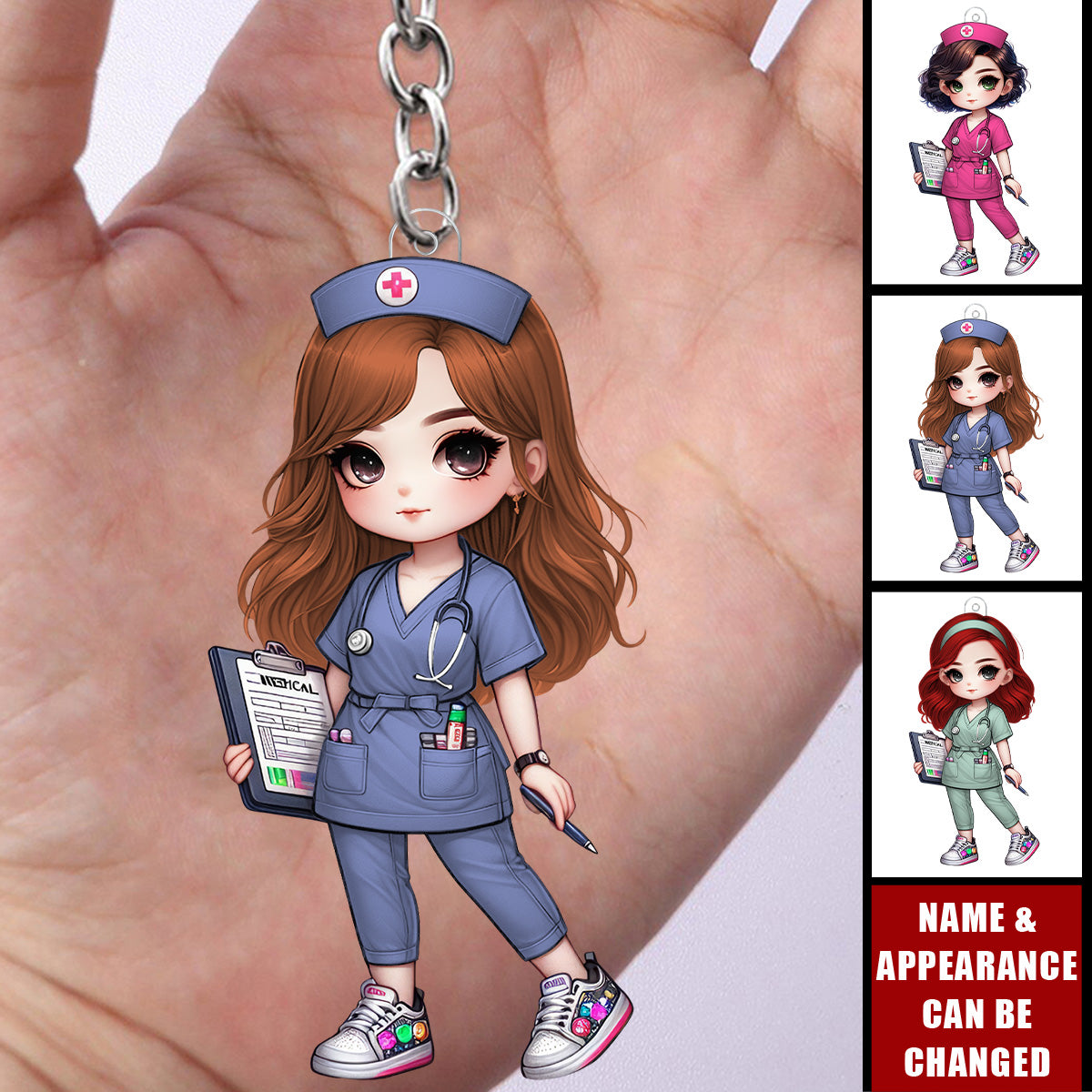 Cute Nurse Girl - Personalized Acrylic Keychain
