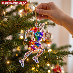 Personalized Running Acrylic Ornament, Custom Name Runner Christmas Ornament