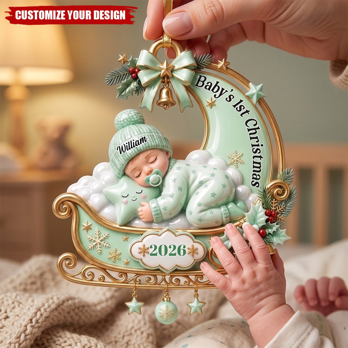 Tiny Miracle Arrived - Personalized 3D Effect Acrylic Ornament