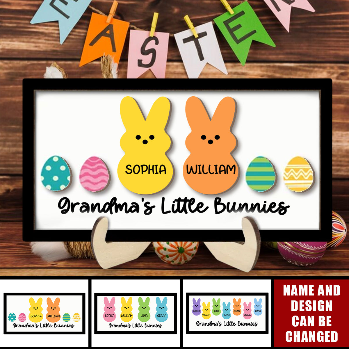Grandma Mom Easter Gift Personalized 2-layer Wooden Plaque