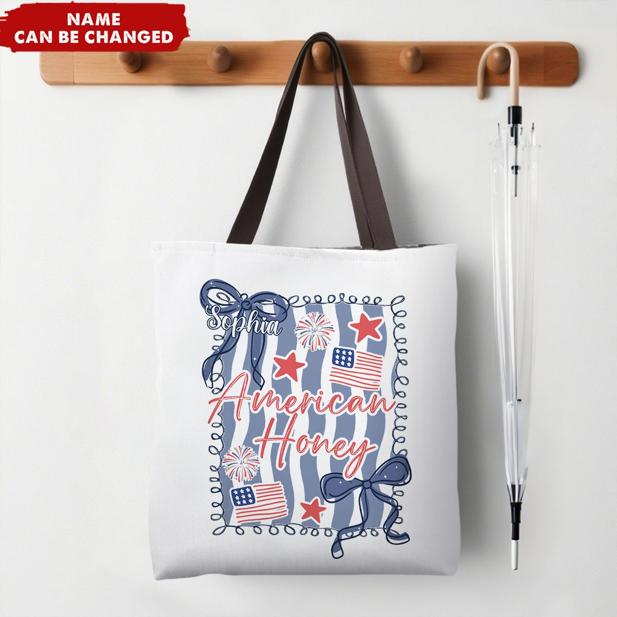Independence Day American Honey Preppy Girly Memorial Day Personalized Tote Bag