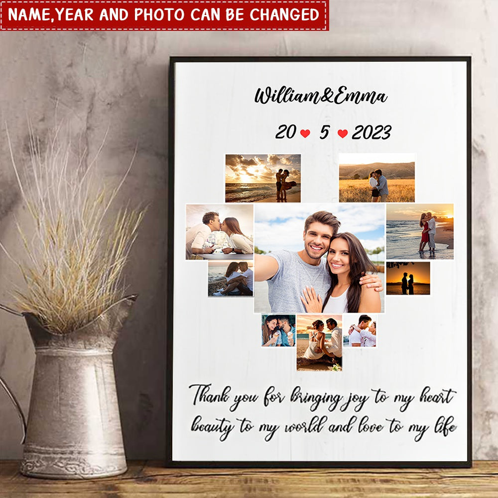 Thank You For Bringing Joy To My Heart - Personalized Photo Wrapped Poster