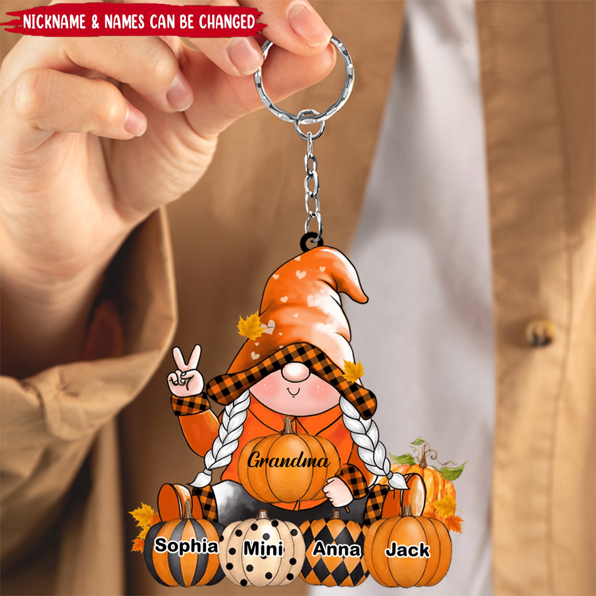 Autumn Gift For Grandma Pumpkin Keychain