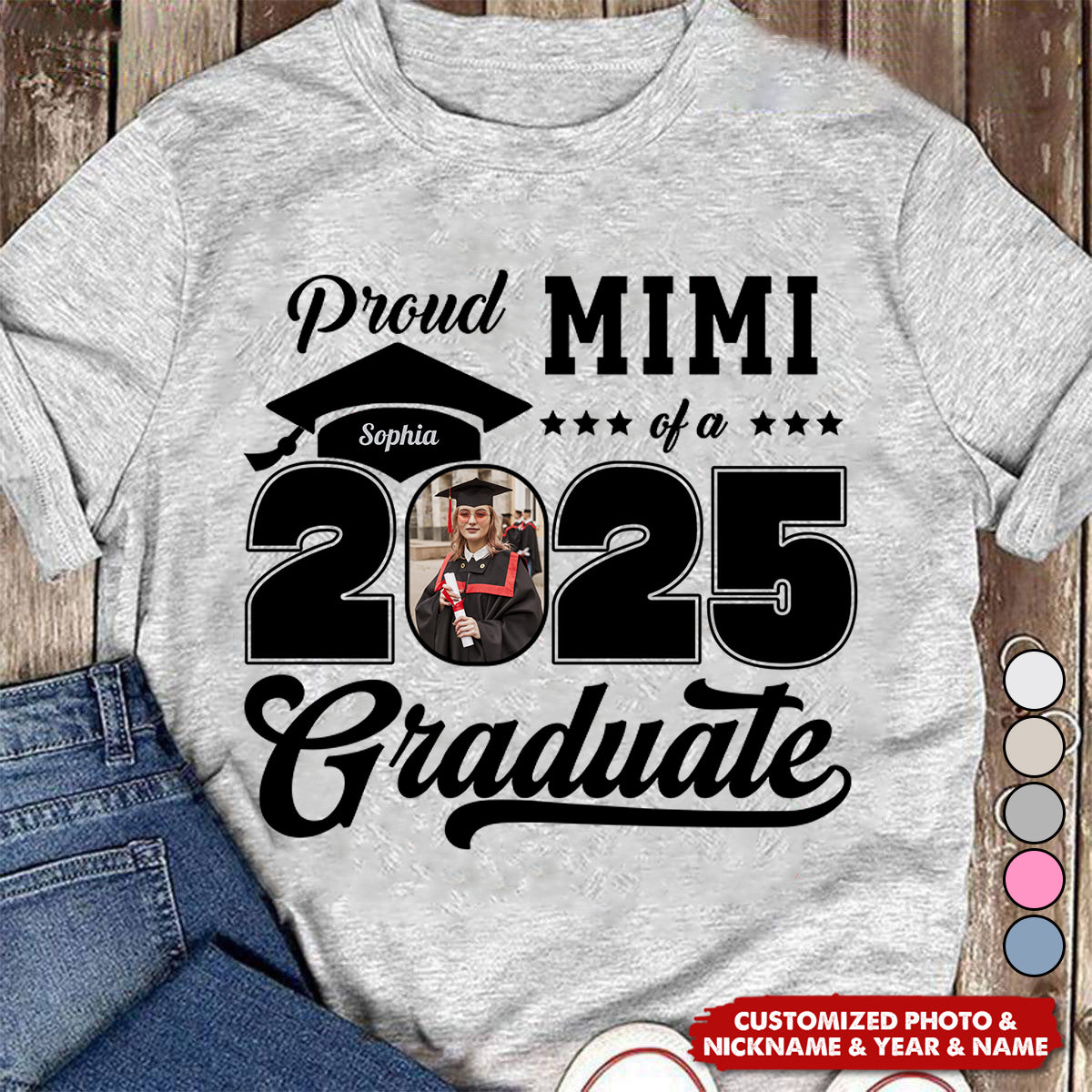 Proud Family Graduate Pictureand Photo Class Of 2025 Senior Personalized Graduation T-Shirt