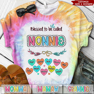 First Mom Now Grandma With Heart Grandkids Personalized 3D T-shirt