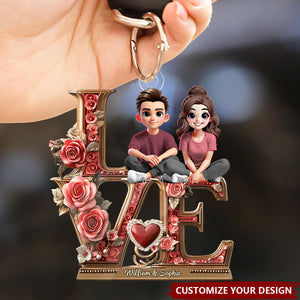 I Love You Forever - Personalized Couple Keychain