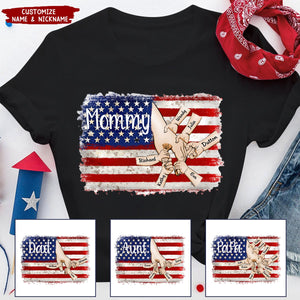 Mom Grandma Dad Papa Flag Independence Day Personalized Unisex T-Shirt