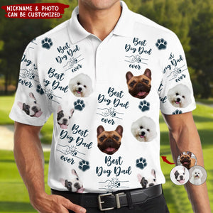 Best Dog Dad Ever - Personalized Photo Polo Shirt