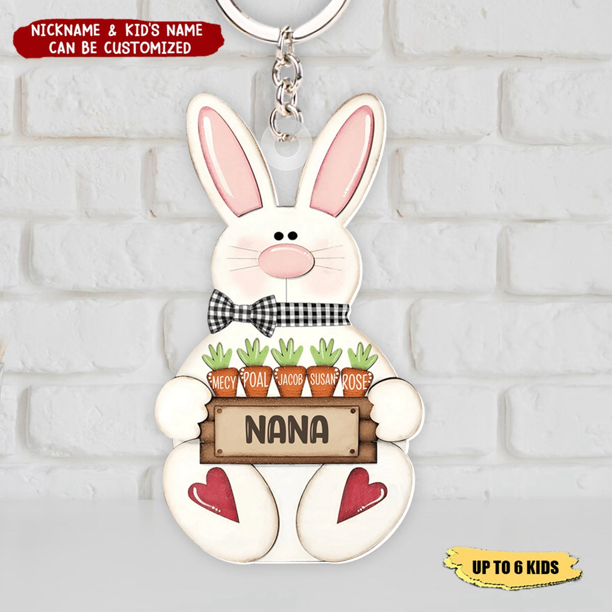 Cute Easter Bunny Grandma Mom Carrot Kids Personalized Acrylic Keychain