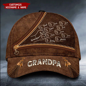 Grandpa Daddy Fist Bump Family Personalized Cap, Father's Day Gift For Dad