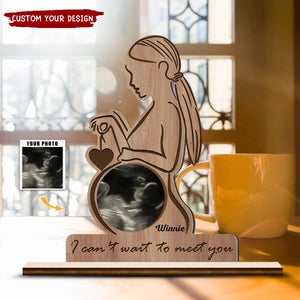 Love At First Heart Beat - Personalized Photo Shaped 2-Layered Wooden Plaque