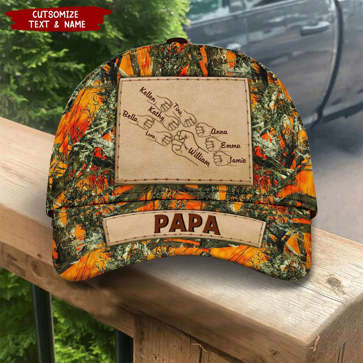 Outline Fist Bump Daddy Grandpa Personalized Cap, Father's Day Gift