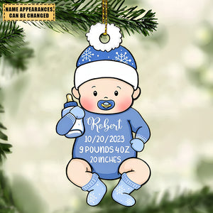 Baby's First Christmas Stats, Baby Shape, Christmas Shaped Ornament, Custom Gift for Baby