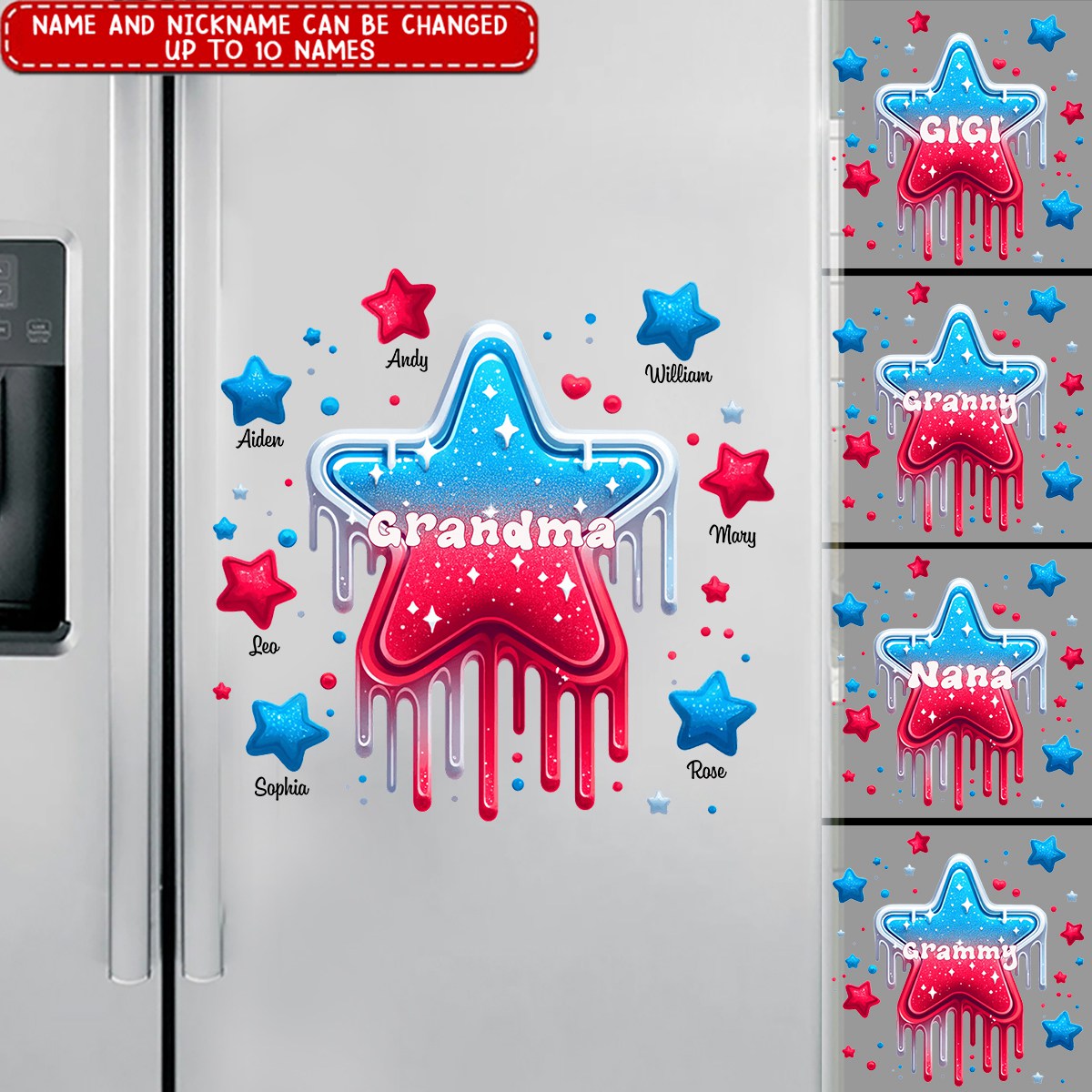4th Of July Grandma Nana With Cute Grandkids Star Personalized Decal