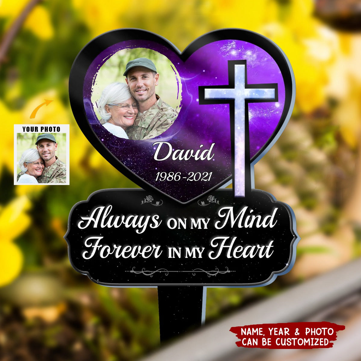 God Loves You Forever - Memorial Personalized Stain Glass Style Acrylic Garden Stake