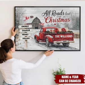 Truck Family Christmas, All Roads Lead Home at Christmas - Personalized Poster, Gift For Family